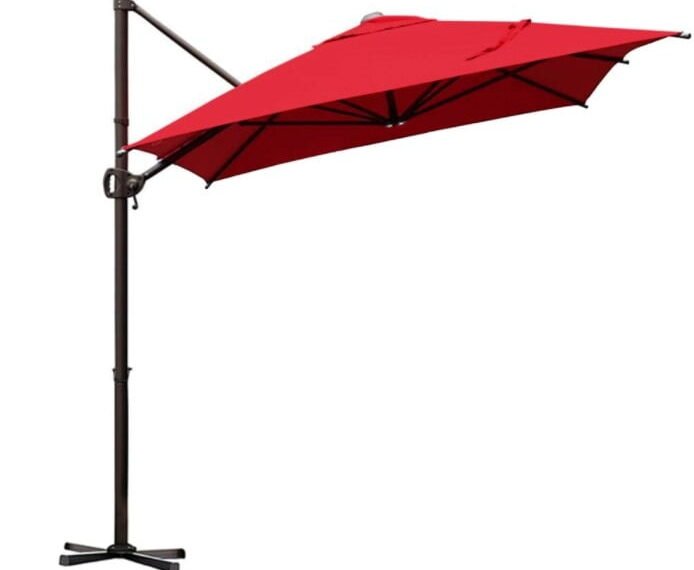 9 by 7 Feet Rectangular Offset Cantilever Umbrella - Red