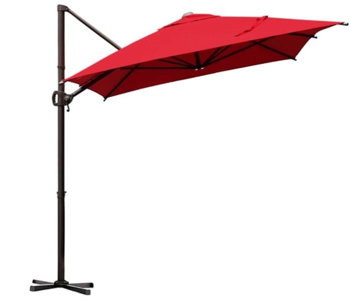 9 by 7 Feet Rectangular Offset Cantilever Umbrella - Red