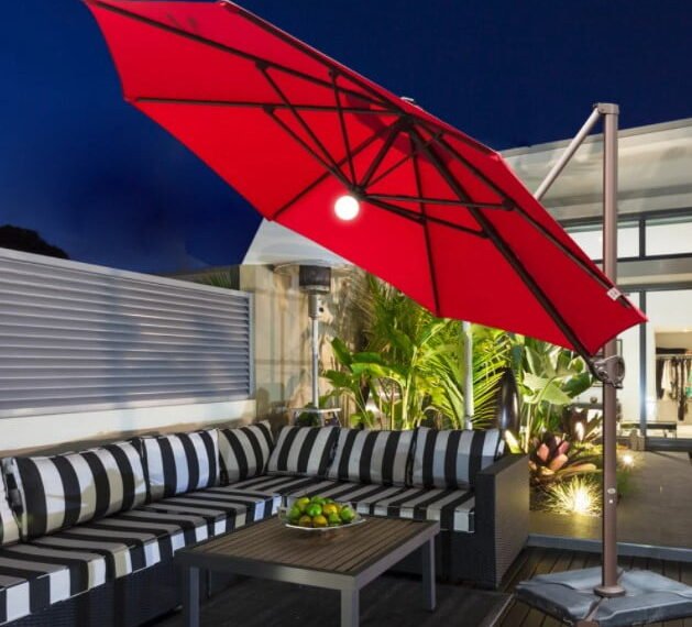 Abba Patio 11 Feet Offset Cantilever Umbrella with Solar Lights