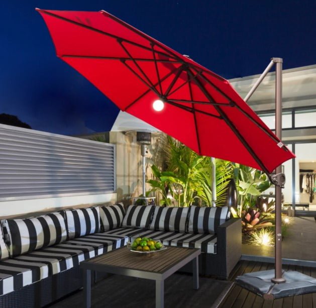 Abba Patio 11 Feet Offset Cantilever Umbrella with Solar Lights