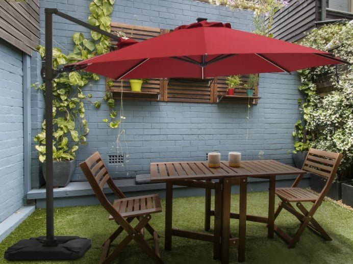 Abba Patio 11.5 Feet Solar LED 360&deg;Rotating Offset Cantilever Umbrella