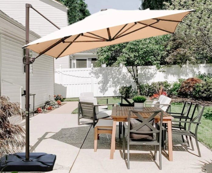 Abba Patio 12.5 By 8 Feet Rectangular Offset Cantilever Umbrella
