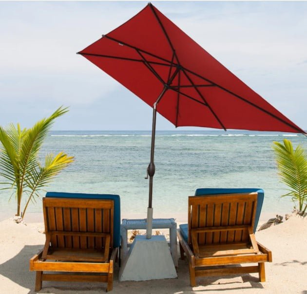 Abba Patio 6.5 by 10 Ft Rectangular Market Umbrella with Push Button Tilt and Crank