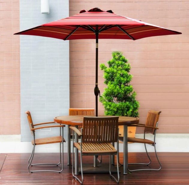 Abba Patio 9 Feet Market Umbrella with Auto Tilt and Crank, Striped (8 Ribs)