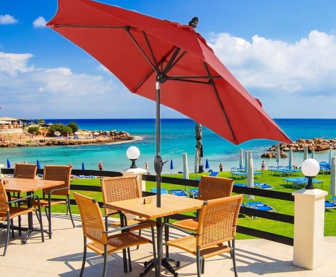 Abba Patio 9 Feet Market Umbrella with Push Button Tilt & Crank