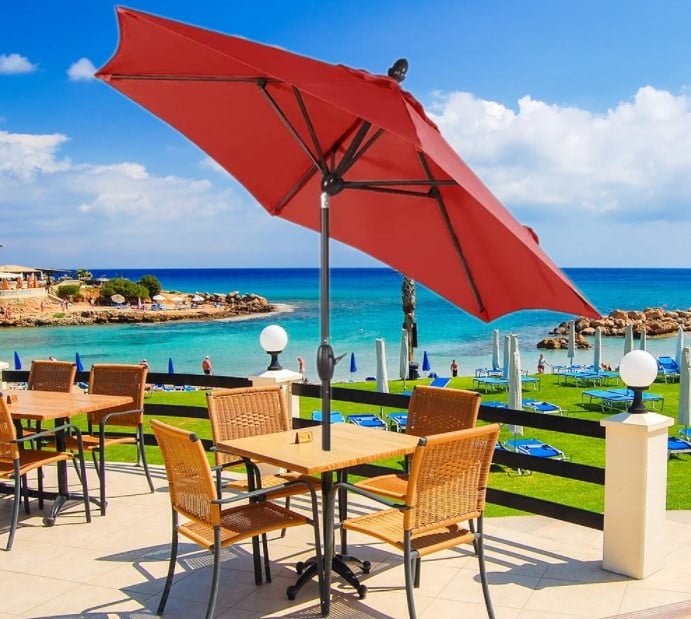 Abba Patio 9 Feet Market Umbrella with Push Button Tilt & Crank