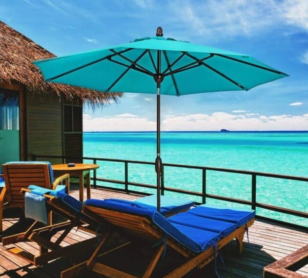 Abba Patio 9 Feet Market Umbrella with Tilt and Crank Cover (8 Ribs)