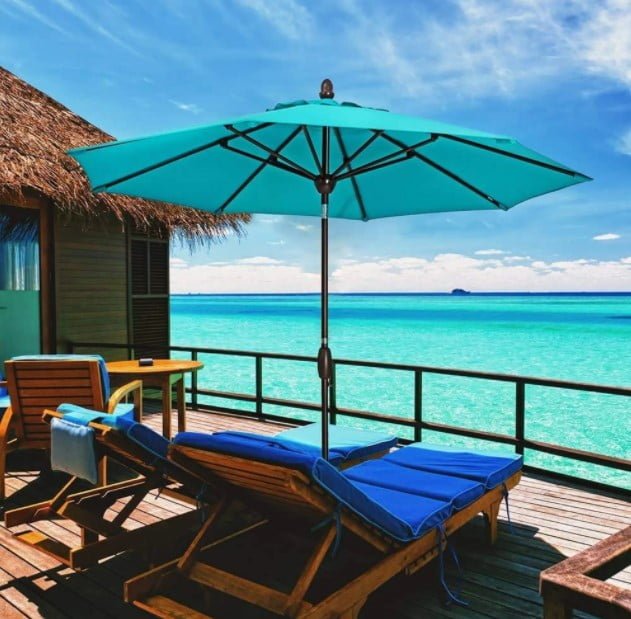 Abba Patio 9 Feet Market Umbrella with Tilt and Crank Cover (8 Ribs)