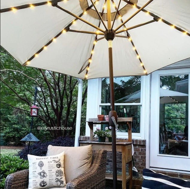 Abba Patio 9 Feet Patio Umbrella with Solar Powered 64 LED Lights
