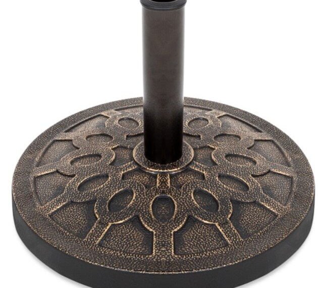 Best Choice Products 18in, 29 lb Round Patio Umbrella Base Stand w Rustic Finish