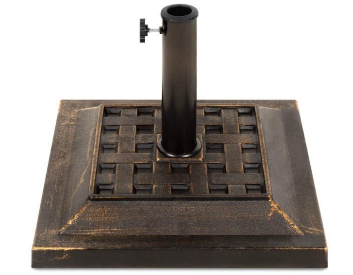 Best Choice Products 26lb Steel Square Patio Umbrella Base Stand, Basketweave Pattern