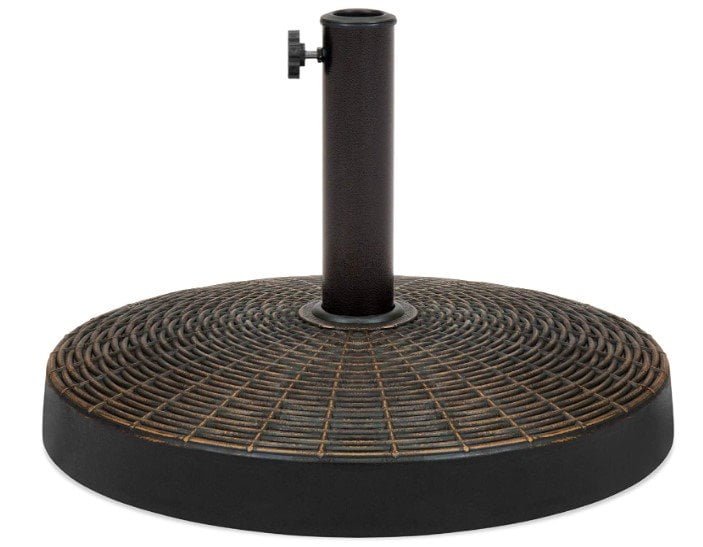 Best Choice Products 55lb Round Wicker Style Patio Umbrella Stand w Blackened Bronze