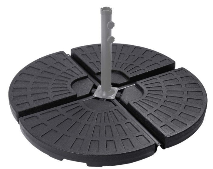 Sunnyglade 18.9&Prime; 4Pcs 13L Fan Shaped Water Sand Filled Cantilever Offset Umbrella Base Black