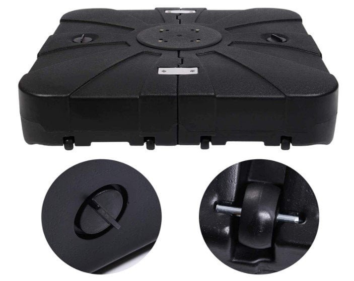 Sunnyglade 33&Prime; x 33&Prime; Square Offset Patio Umbrella Base Sand Water Filled with Wheels