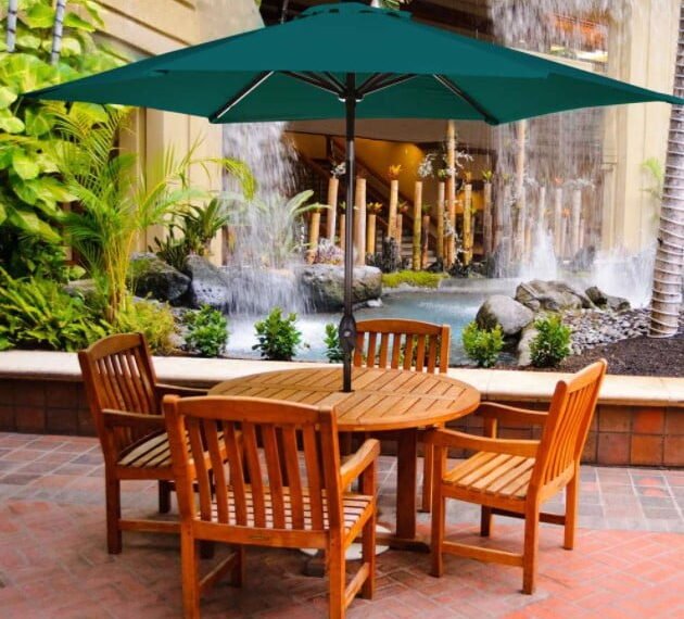 Abba Patio 9 Feet Market Umbrella with Push Button Tilt and Crank (6 Ribs)