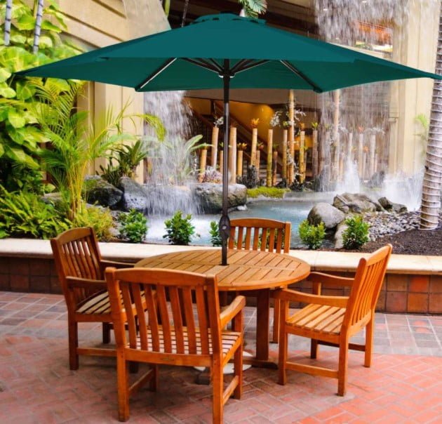 Abba Patio 9 Feet Market Umbrella with Push Button Tilt and Crank (6 Ribs)
