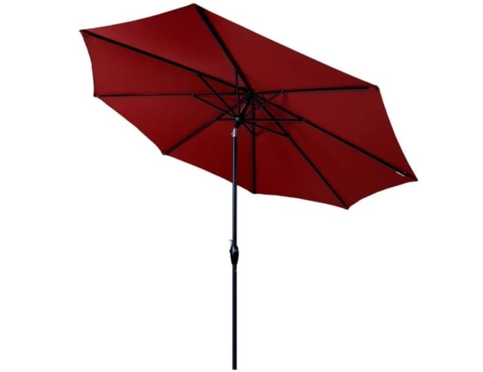 Tempera Patio Umbrella 10ft Outdoor Garden Table Umbrella with Crank and Auto-Tilt 8 Ribs in 200G Olefin Chili