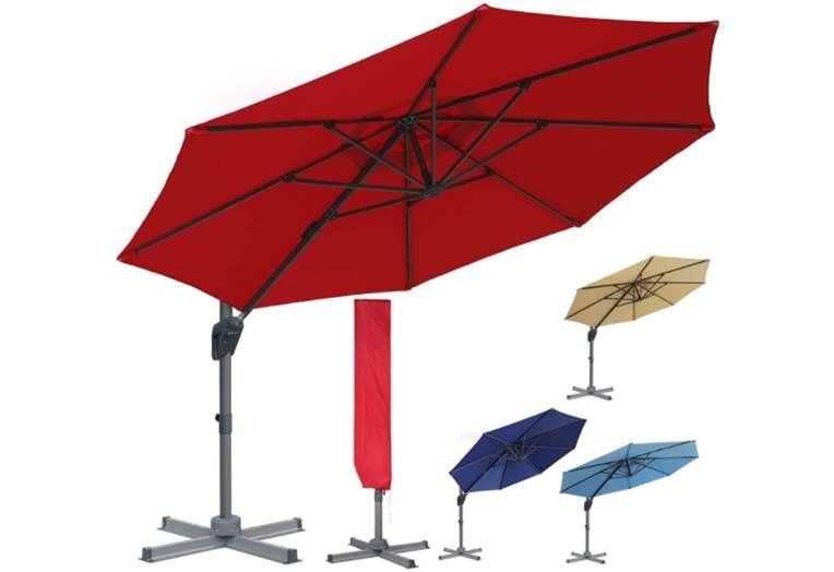 Blissun 10ft Offset Umbrella, Hanging Patio Umbrella with 360° Rotation