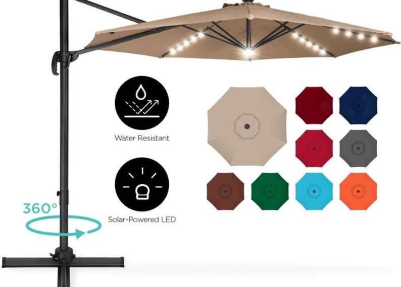 Best Choice Products 10ft 360-Degree LED Cantilever Offset Patio Umbrella w Tilt
