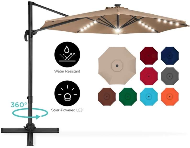 Best Choice Products 10ft 360-Degree LED Cantilever Offset Patio Umbrella w Tilt