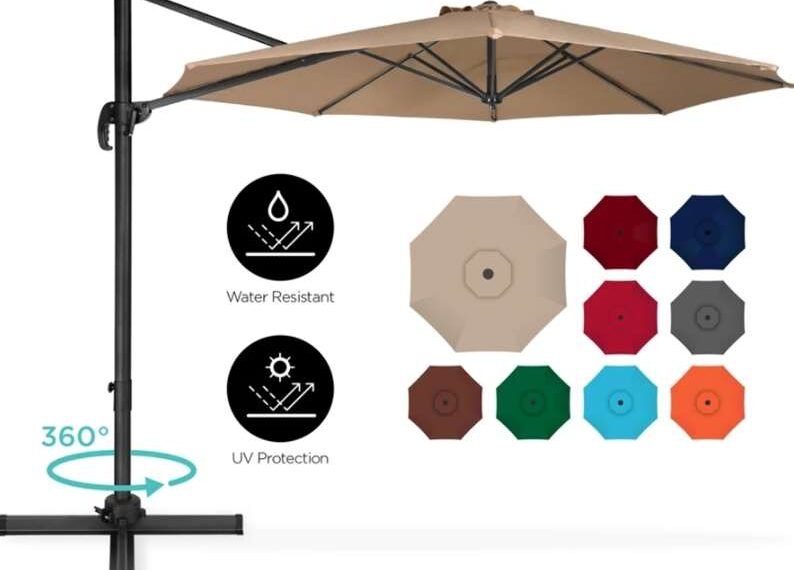 Best Choice Products 10ft 360-Degree Rotating Cantilever Offset Patio Umbrella w Tilt