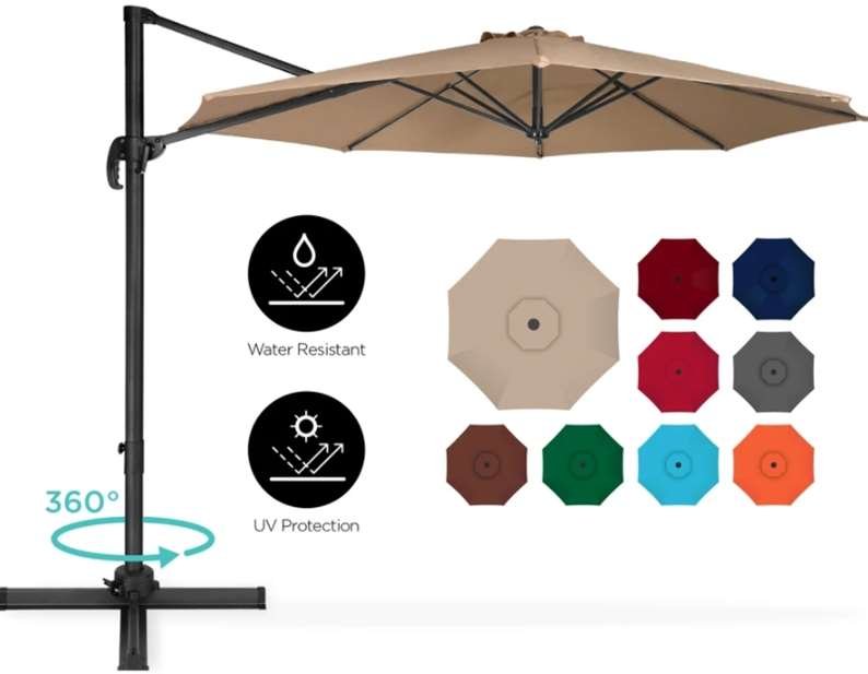 Best Choice Products 10ft 360-Degree Rotating Cantilever Offset Patio Umbrella w Tilt