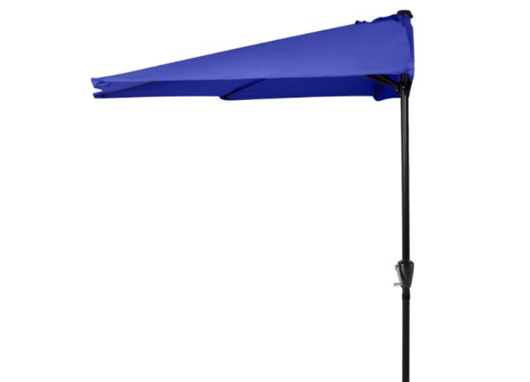 ABCCANOPY 11FT Patio Umbrella Half Round Outdoor Umbrella with Crank for Wall Balcony Door Window Sun Shade (Blue)
