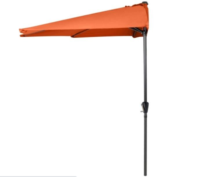 ABCCANOPY 11FT Patio Umbrella Half Round Outdoor Umbrella with Crank for Wall Balcony Door Window Sun Shade (Orange)