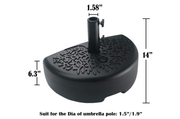 Sunnyglade 40 lb Half Moon Shaped Water Filled Umbrella Base Patio Umbrella Stand