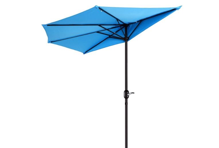 VILLACERA 83-OUT5460 9' Outdoor Patio Half 5 Ribs Fade Resistant Condo or Townhouse Umbrella in Blue