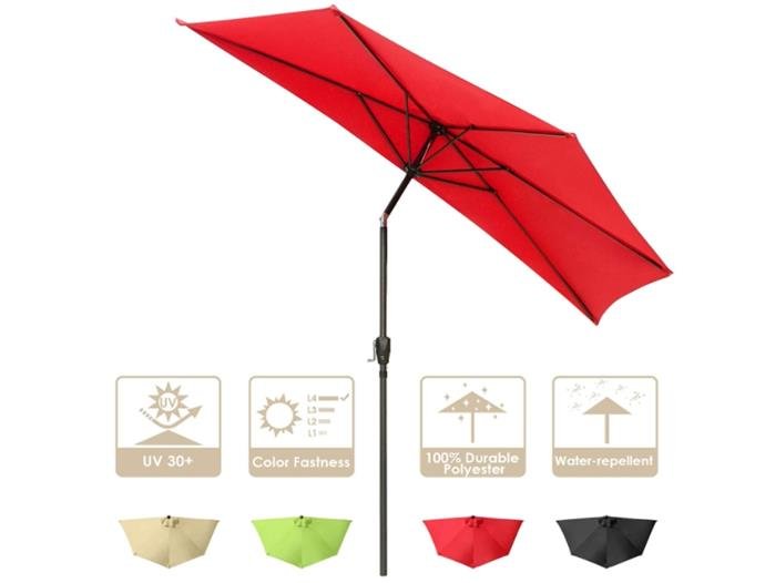 Yescom 10Ft Beige Outdoor Patio Half Umbrella Cafe Wall Balcony Door 5 Ribs Tilt Aluminum Sun Shade