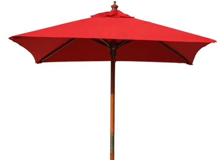 Above All Advertising Best 4 Feet Brolliz Square Wood Market Umbrella - Outdoor Garden Patio Umbrella (Red)