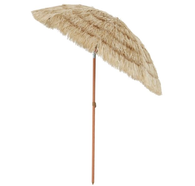 Aoxun 6.5' Thatch Patio Tiki Umbrella with Tilt - Tropical Palapa Raffia Tiki Hut Hawaiian Hula Beach Umbrella