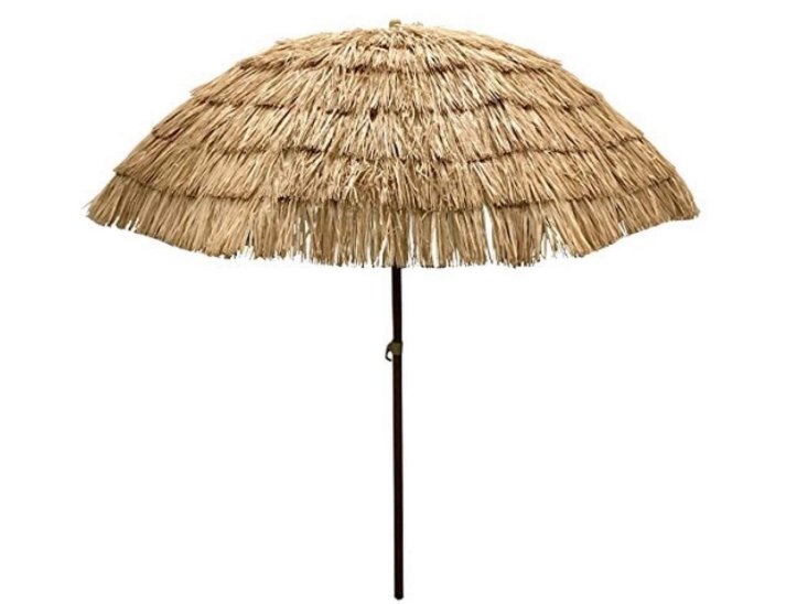 EasyGoProducts 8' Thatch Patio Tiki Umbrella – Tropical Palapa Raffia Tiki Hut Hawaiian Hula Beach Umbrella