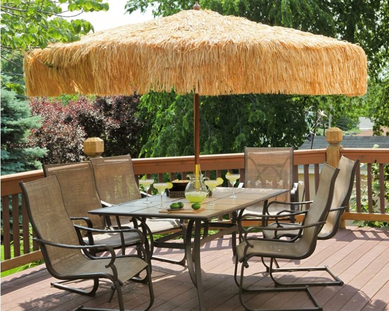 Heininger 1278 DestinationGear Palapa Tiki Whiskey 9' Patio Pole Umbrella