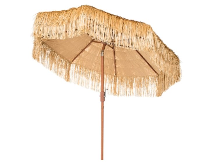 Safavieh PAT8012A Outdoor Collection Tiki Tan 9-Foot Crank Auto Tilt UV Protected Umbrella