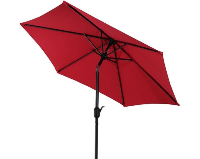 Sunnydaze Aluminum 7.5 Foot Patio Umbrella with Tilt & Crank - Red