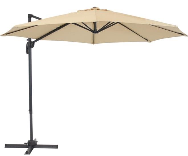 Sunnydaze Offset Outdoor Patio Umbrella with 360-Degree Rotation - 9-Foot - Beige