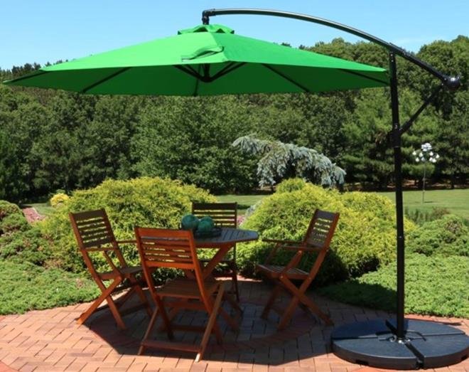 Sunnydaze Offset Outdoor Patio Umbrella with Crank - 9-Foot