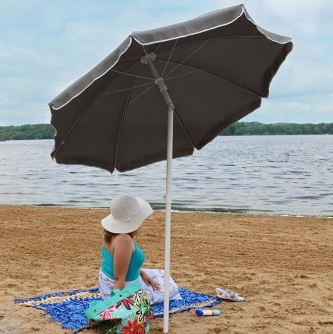 Sunnydaze Steel 5 Foot Beach Umbrella with Tilt Function