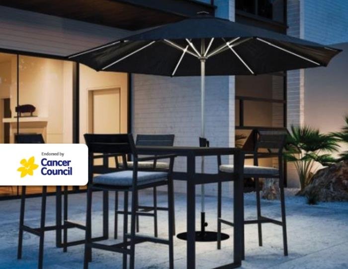 Coolaroo Bondi 3m Round Solar LED Market Umbrella