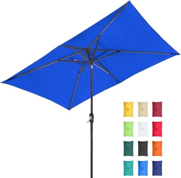EliteShade Sunbrella 10x6.5 Ft Rectangular Market Umbrella Patio Outdoor Table Umbrella