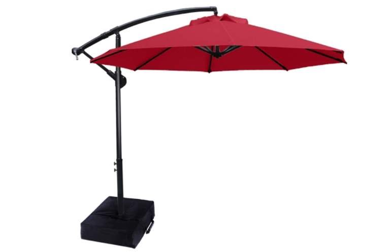 ABCCANOPY Patio Umbrellas Cantilever Umbrella Offset Hanging Umbrellas 10 FT Outdoor Market Umbrella with Crank - Vermilion