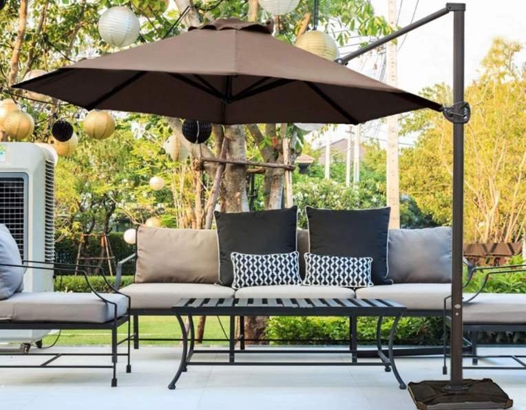 Abba Patio 11 Feet Offset Cantilever Umbrella With Cross Base