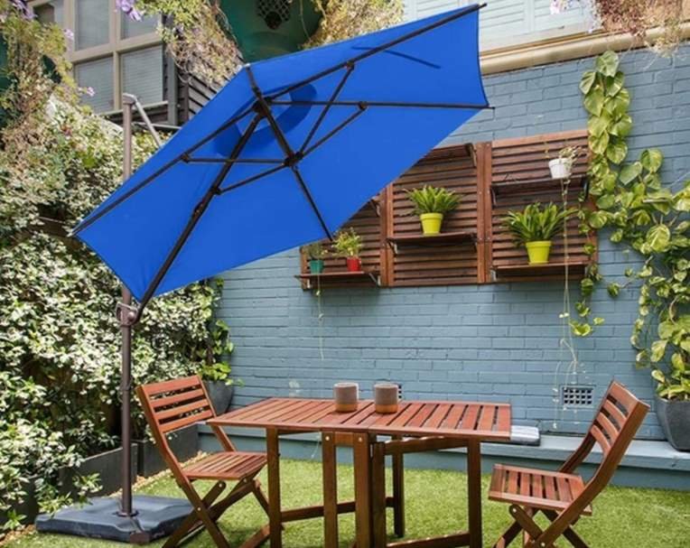 Abba Patio 9 Feet Offset Cantilever Umbrella with Cross Base