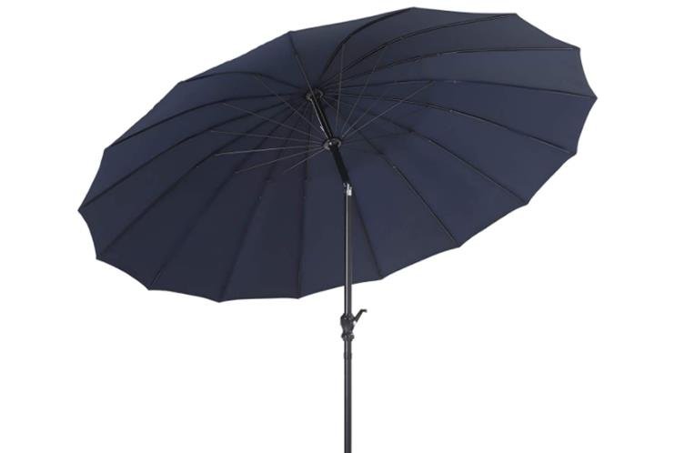 PHI VILLA 10ft Outdoor Patio Umbrella 16 Fiberglass Ribs with Push Button Tilt & Crank