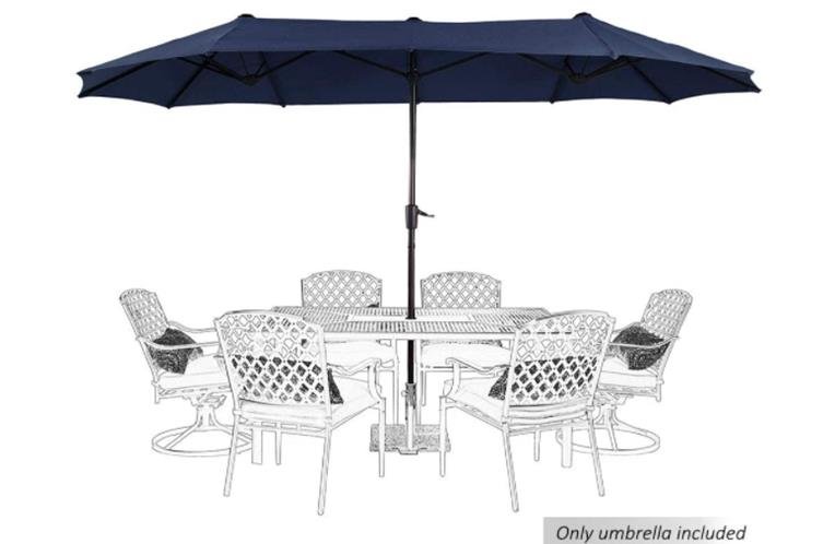 PHI VILLA 13ft Outdoor Market Umbrella Double-Sided Twin Large Patio Umbrella with Crank