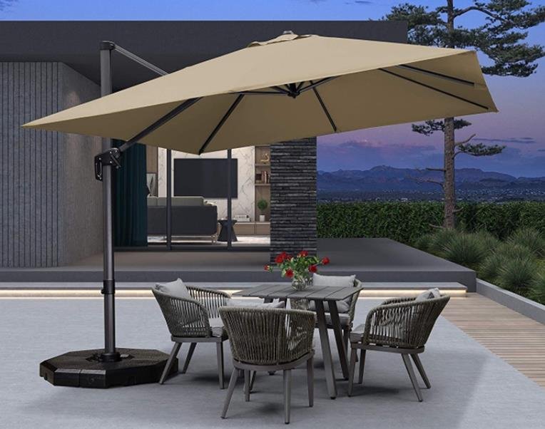Purple Leaf 10' x 10' Square Patio Aluminum Cantilever Square Umbrella with 360-degree Rotation