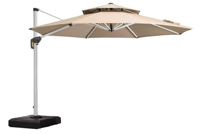 Purple Leaf 10ft Round Cantilever Patio Umbrella Outdoor Umbrella with 360 Degree Rotation
