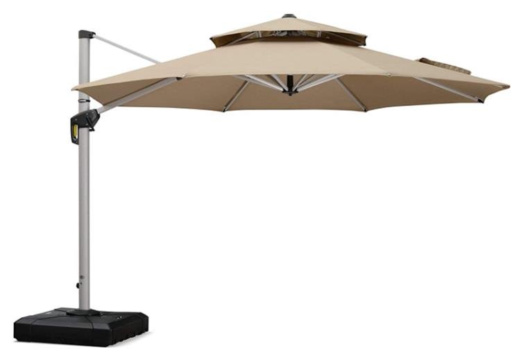 Purple Leaf 11ft Round Double Top Deluxe Sunbrella Cantilever Patio Umbrella Outdoor with 360 Degree Rotation - Normal